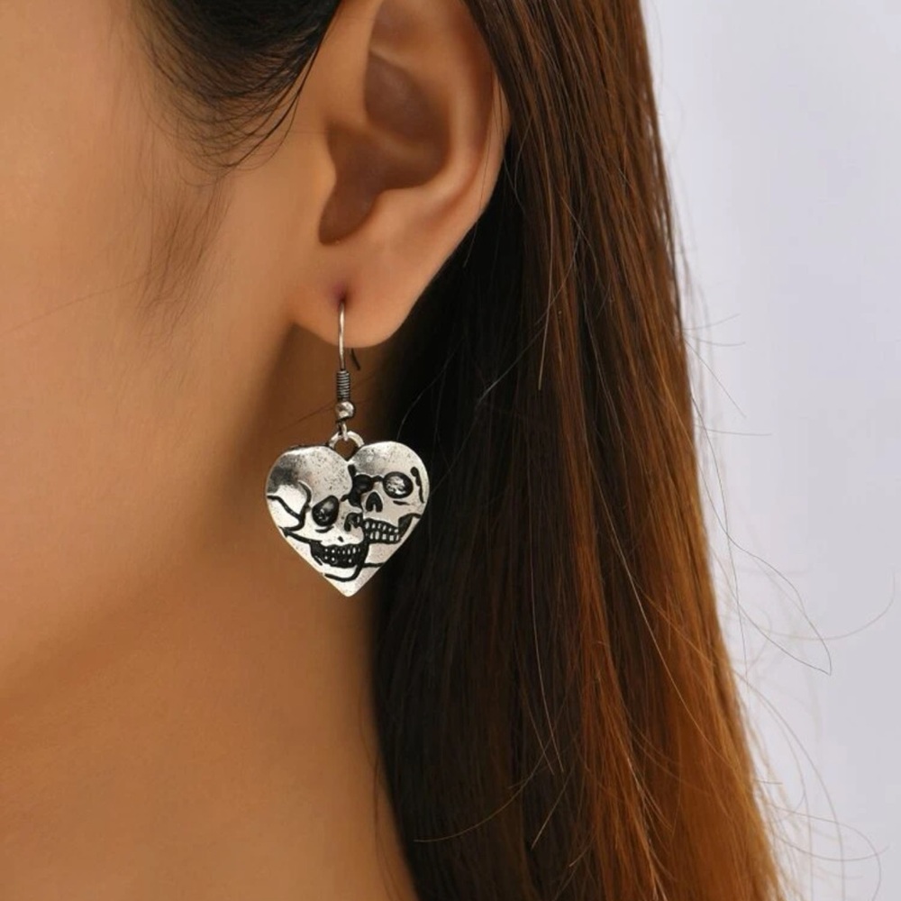 Awesome Rustic Style Skeleton Skull Passion Drop Earrings